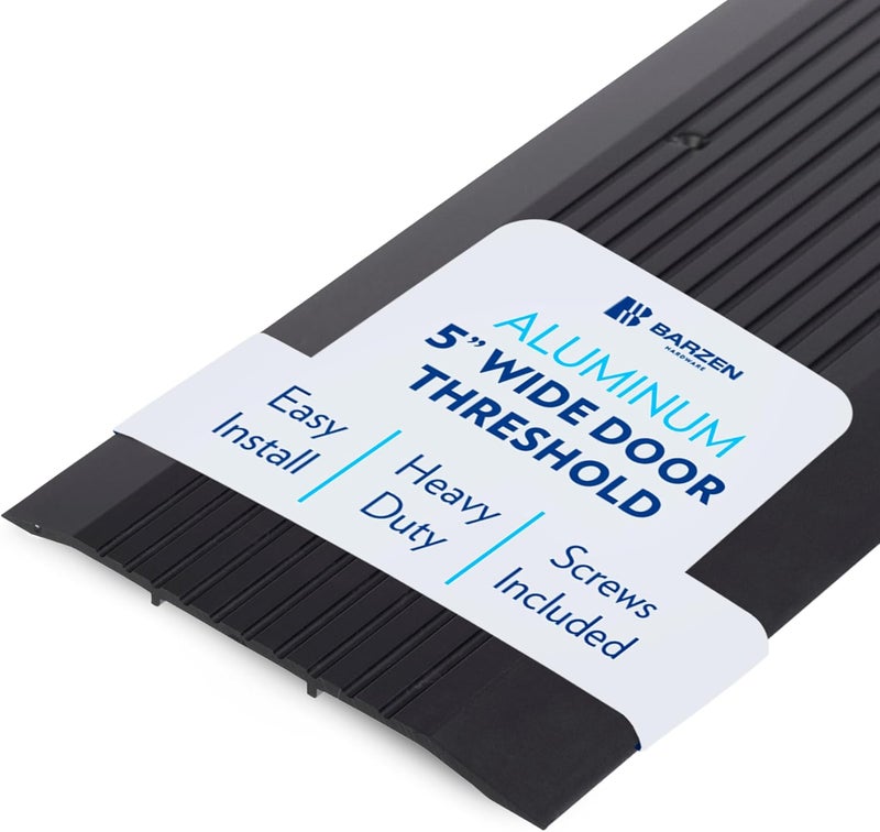 Barzen Aluminum Door Threshold Strip - Exterior Door Threshold for Doorways & Commercial Door Sill - ADA Wheelchair Compliance - Black Anodize - 5" Wide x 72" Long - Image 1